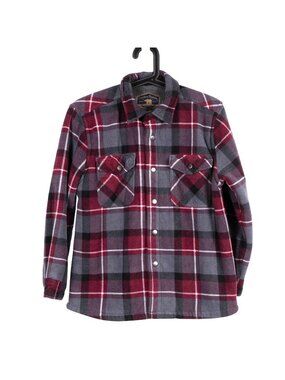 Plaid Fleece Jacket L 14 16 Youth Plaid Red Gray Lining Freedom Foundry Dry Good